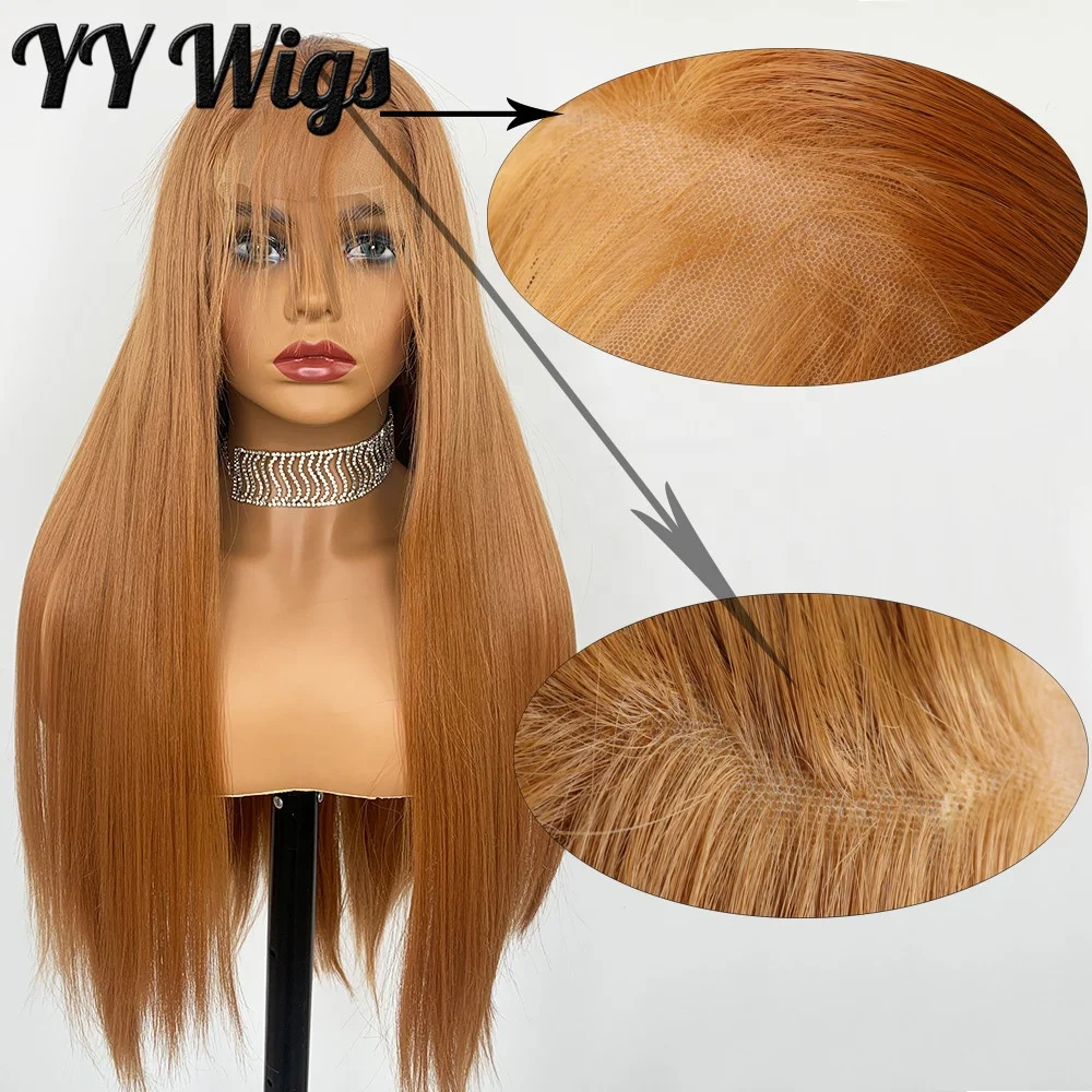 

YY Wigs 13x6 Long Silky Soft Straight Copper Brown Lace Front Futura Hair Wig