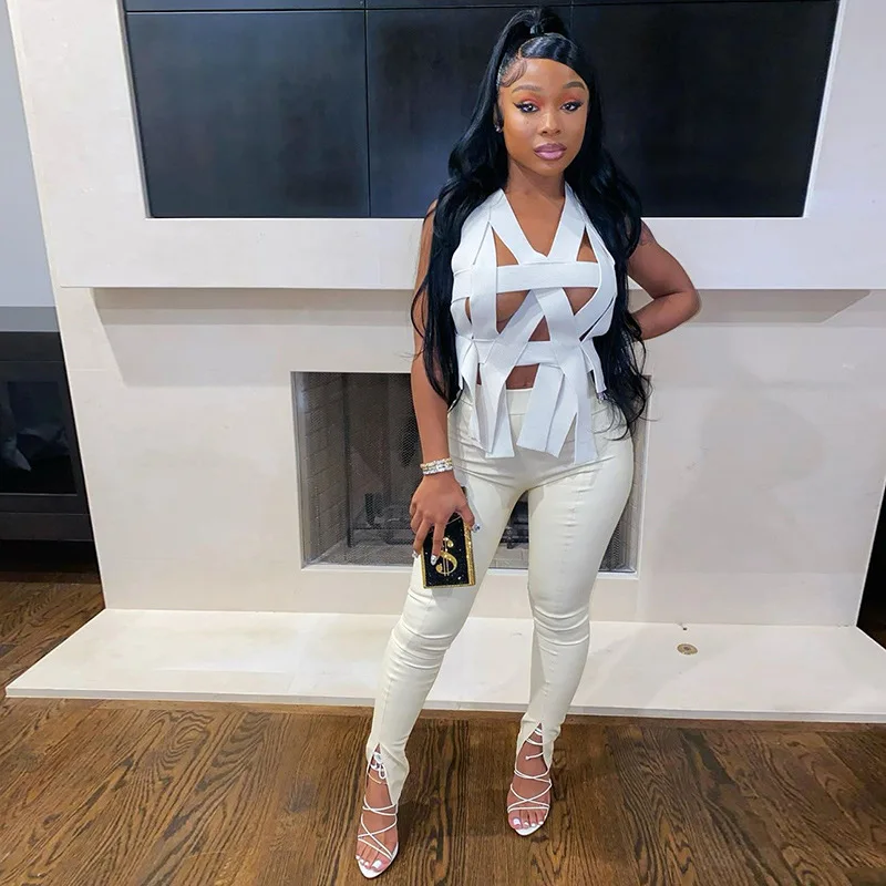 

Women's New Crop Top Autumn Winter Female Dress New Fund Hollow Out Irregular Show Back Sexy Condole Takes Small Vest