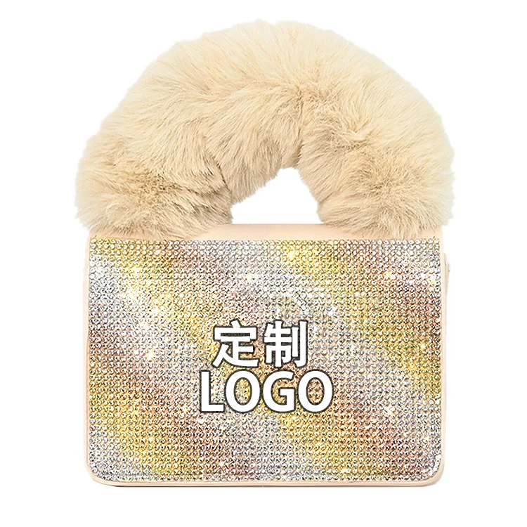 

2021 spring Womens Leather Mini Square Fur Purse And Handbags Ny Purse Ladies Hand Bags, White