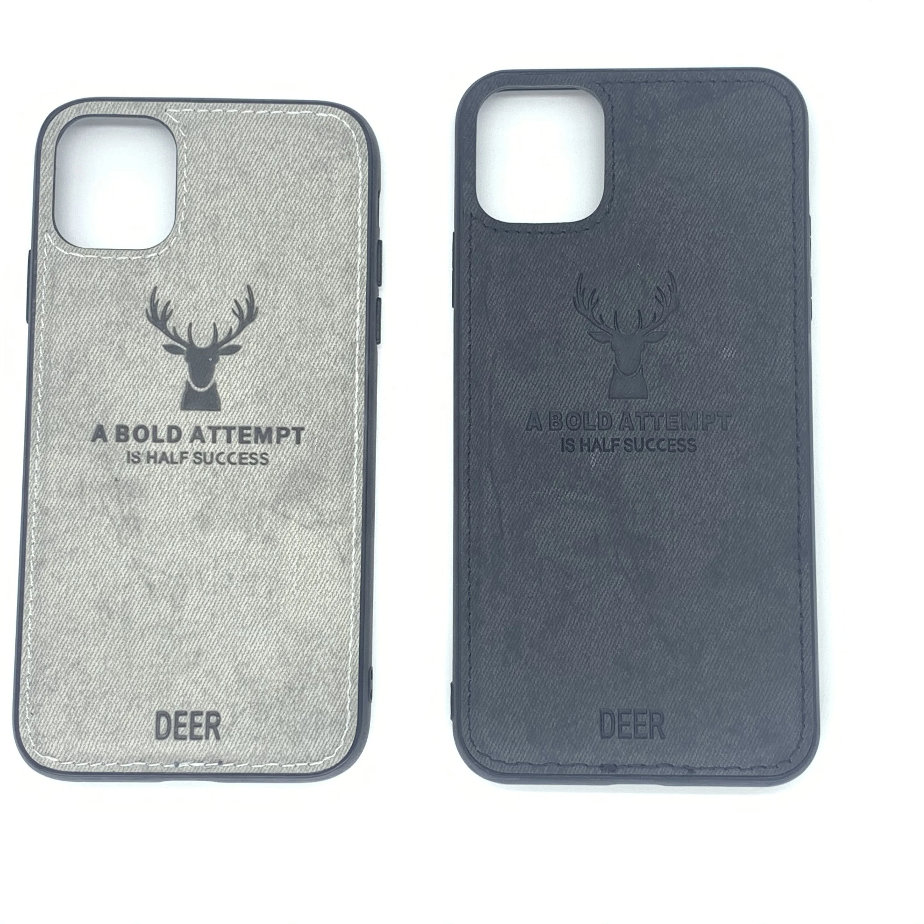 

Case For iPhone 11 Pro XR XS MAX X 7 8 6 6S Plus Cloth Deer Texture Soft 3D Embossing Fabric Deer Pattern Phone Case, 4 colors are available