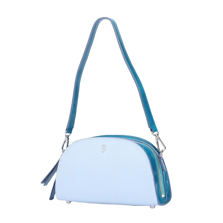 

Blu Flut low MOQ new summer cute split leather handbags for ladies,split leather bag tote bag, Blue