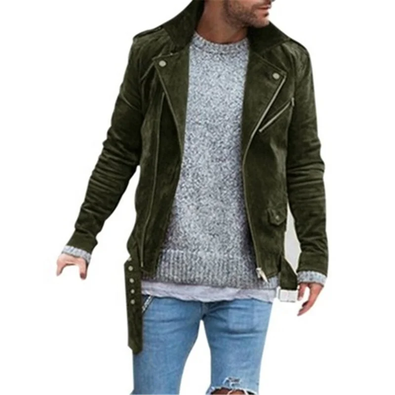 

Streetwear Trendy Solid Color Zipper Men's Jackets, Black/brown/blue/army green
