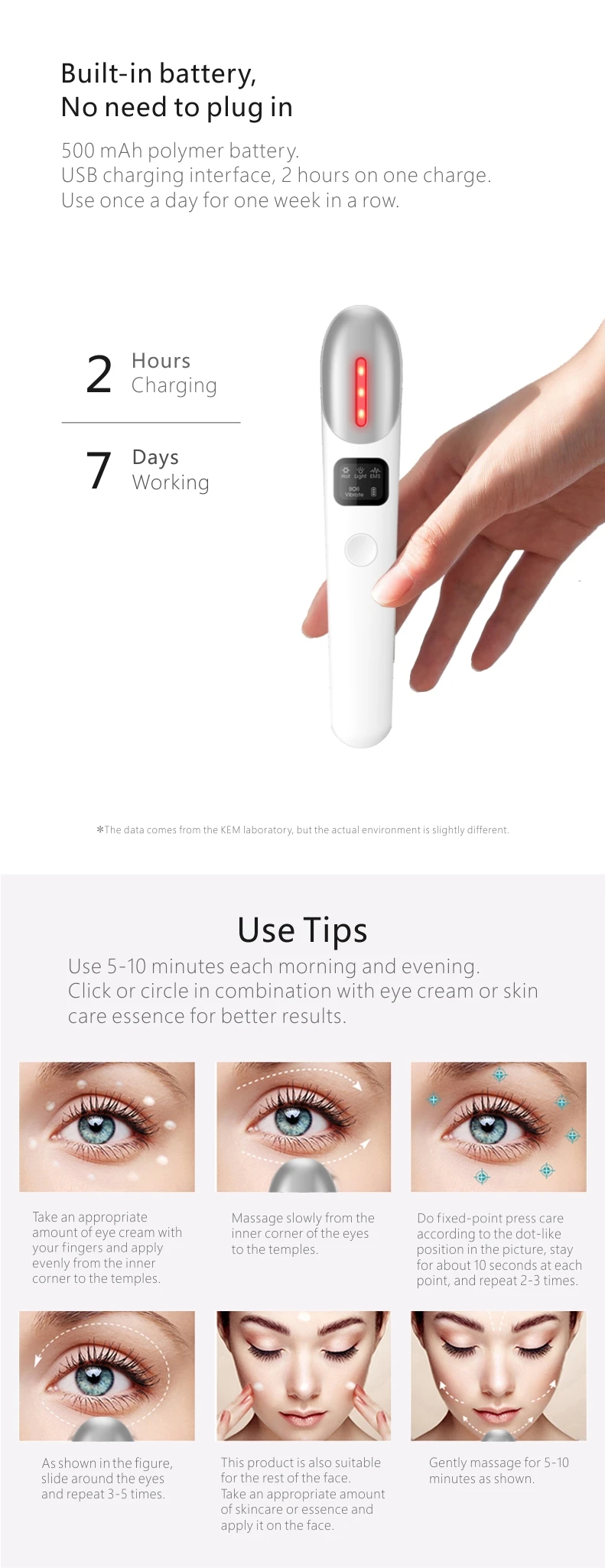 2024 Big smile new product  beauty Tool Sonic Vibration and EMS  Eye Device Heated Red Light Eye Massager Vibrating Massager