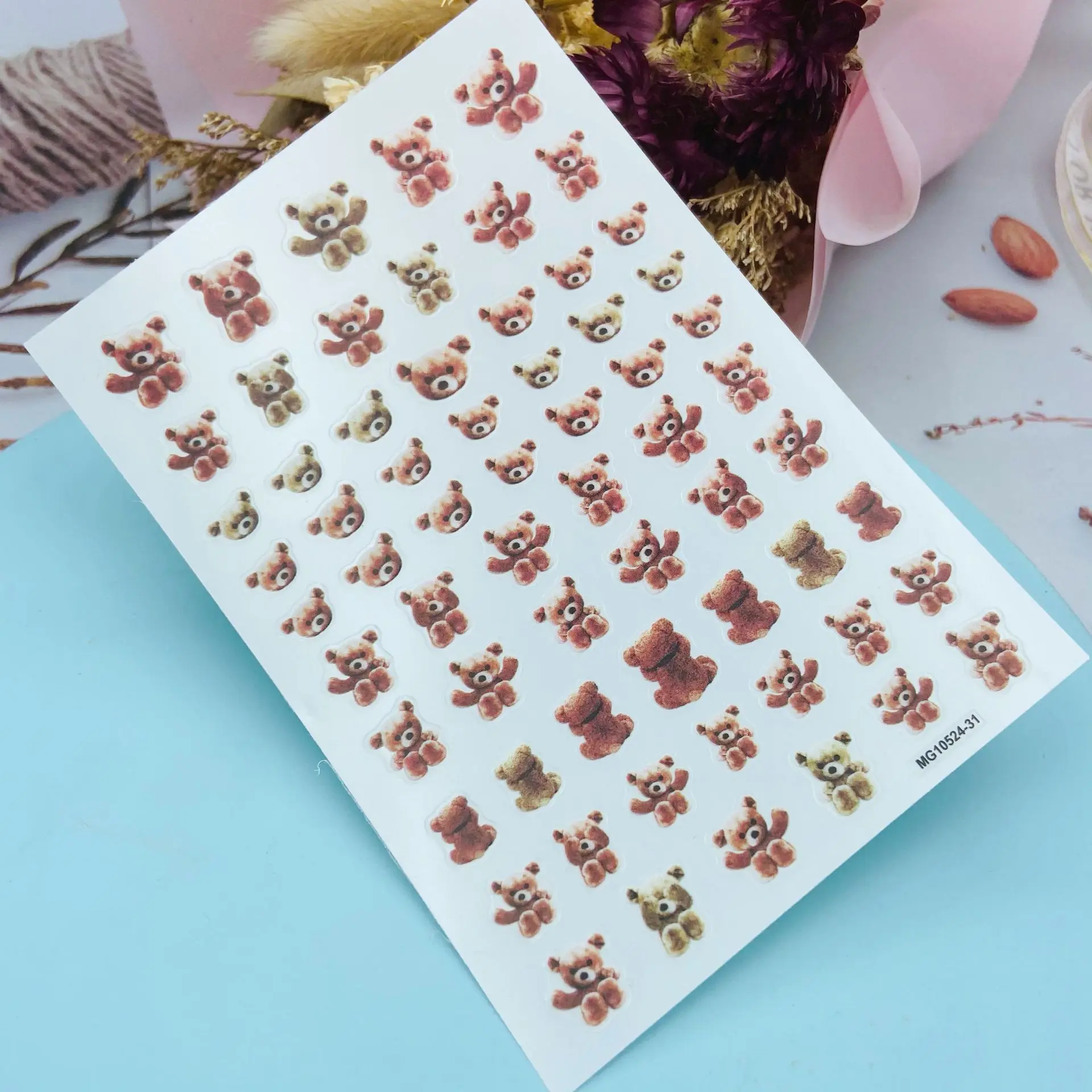 

Self-adhesive Japanese ultra thin nail decals&sticker 3D candy bear kuromi bear cartoon nail art sticker for nail decorations, As picture show