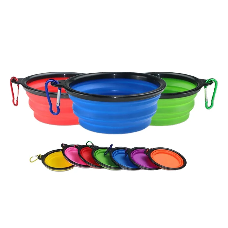 

Water Folding Portable Travel feeder Foldable Silicone Collapsible Food bowl Pet Dog Bowl For waiking sports, As pictures show
