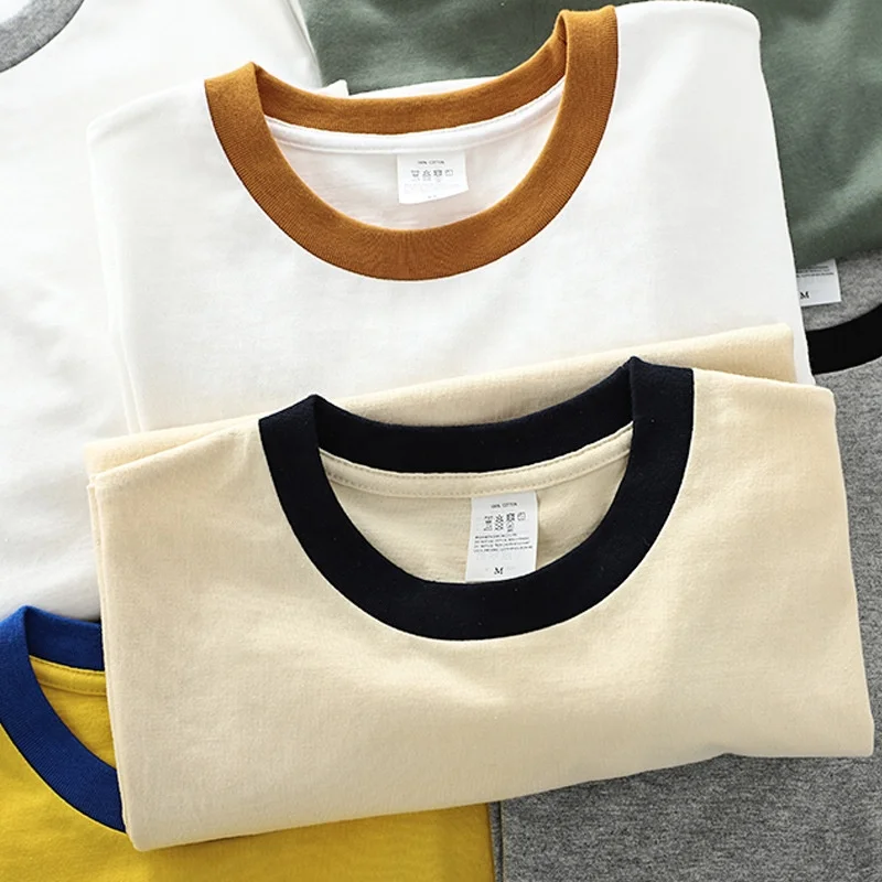 

Wholesale 230Gsm Vintage Retro Ringer T Shirt 100% Cotton Heavy Weight Ringer T Shirt