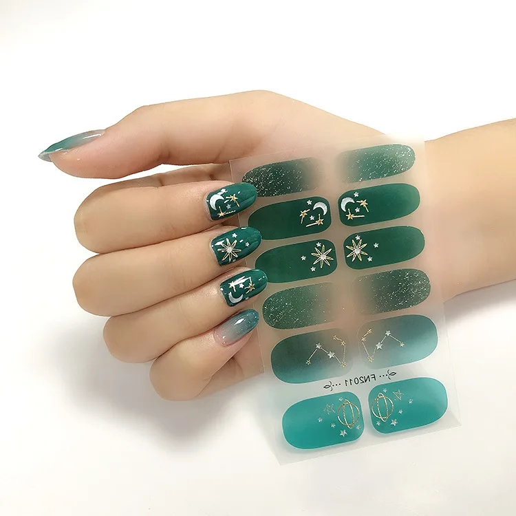 

NAS008 3D Crystal Nail art strips Nails Foil Gold Slider Shimmer Stickers decal tips for DIY nail designer supplies