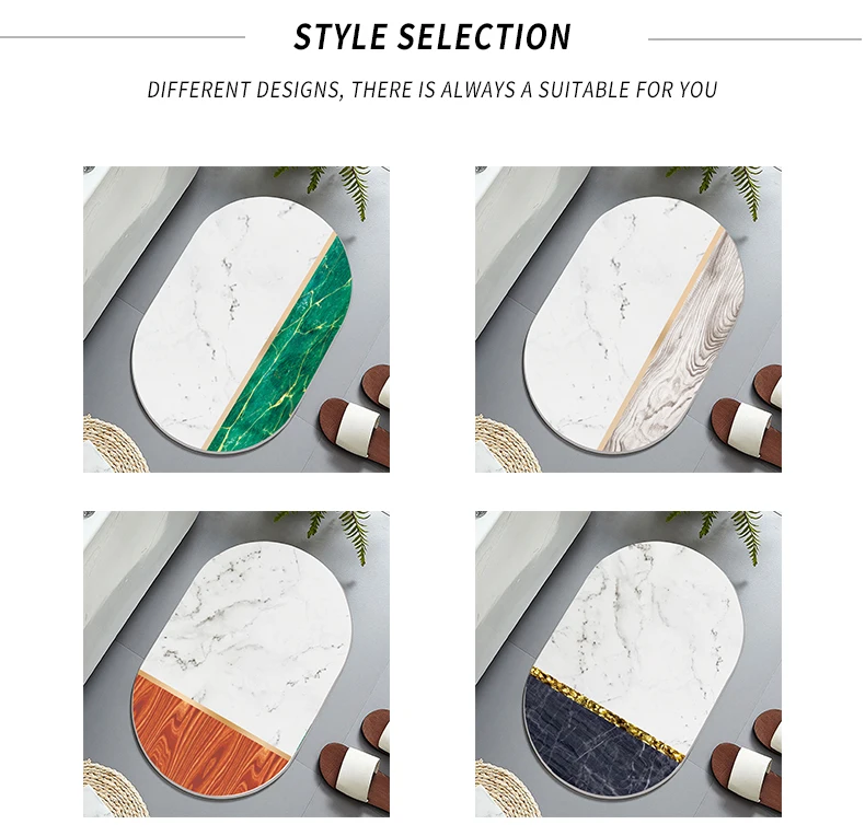 custom carved shape diatomite mud pad bathroom non-slip bath mat