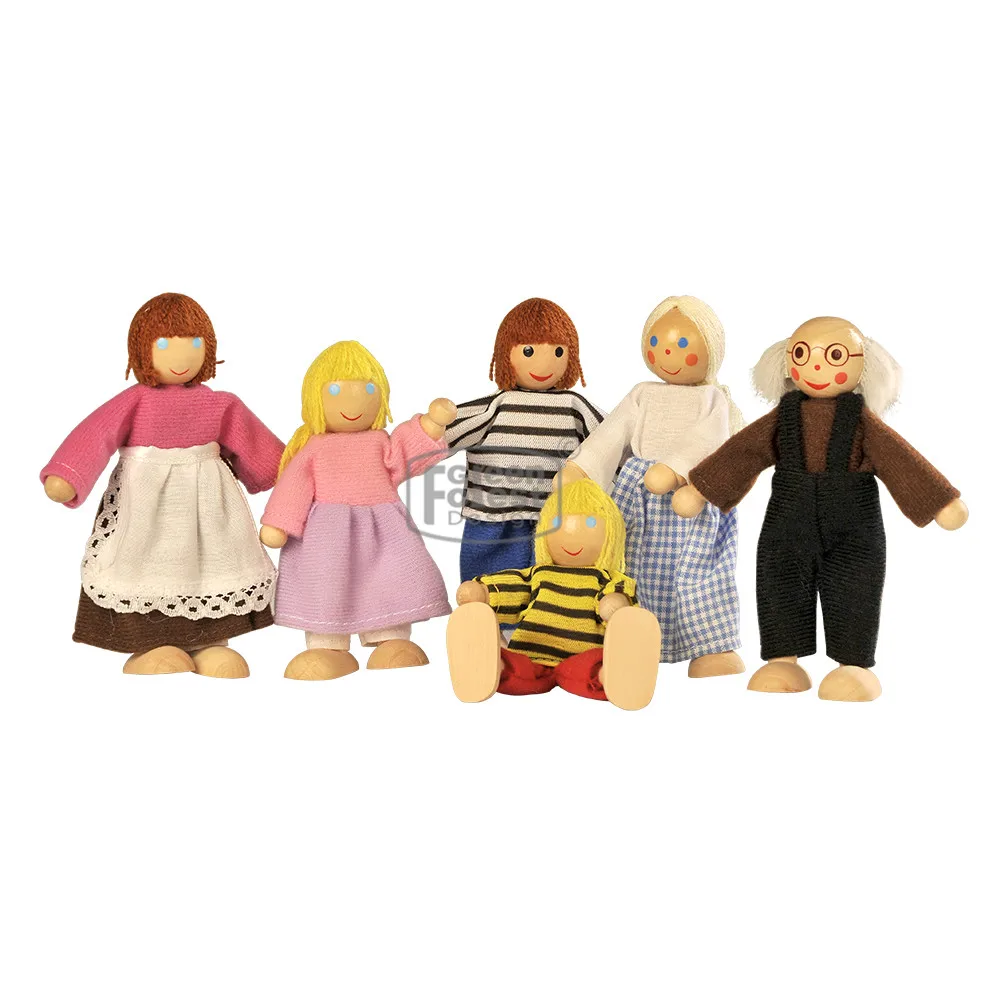 
Doll Family for Kids Wooden Joint Puppet Playing Wooden Dolls 