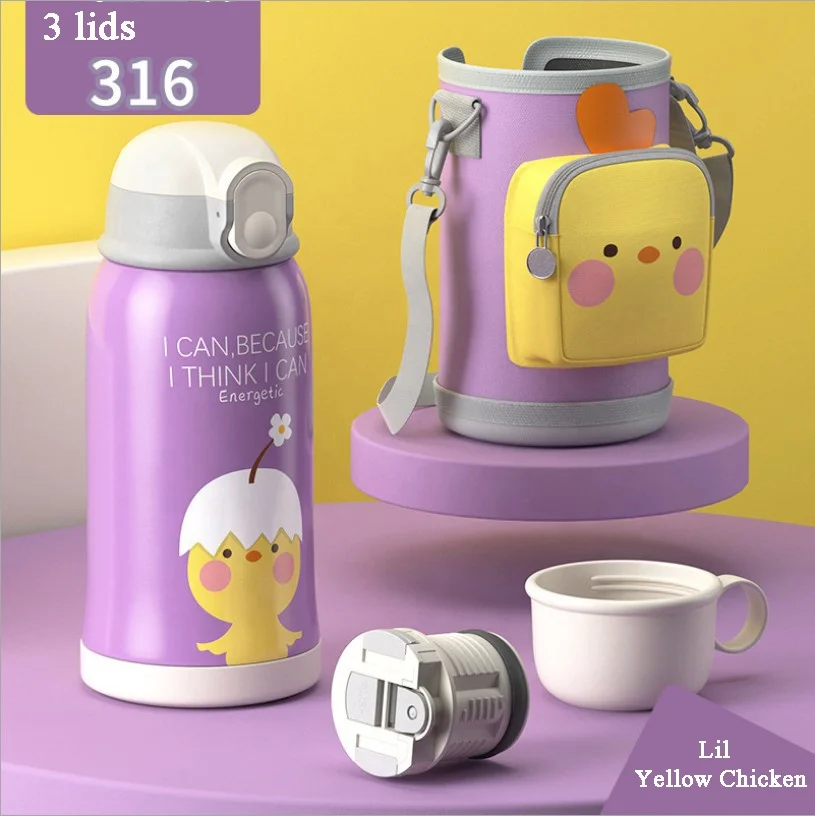 

Stainless steel water bottle children's vacuum flask with straw bottle for child insulation bottle smart thermos cup, Customized color