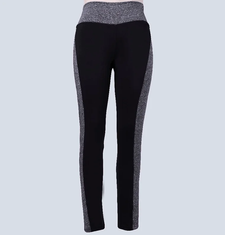 

Wholesale girls Gray Splicing Yoga Pants Fitness Sports Pants Waist Hip-lifting high-rise leggings