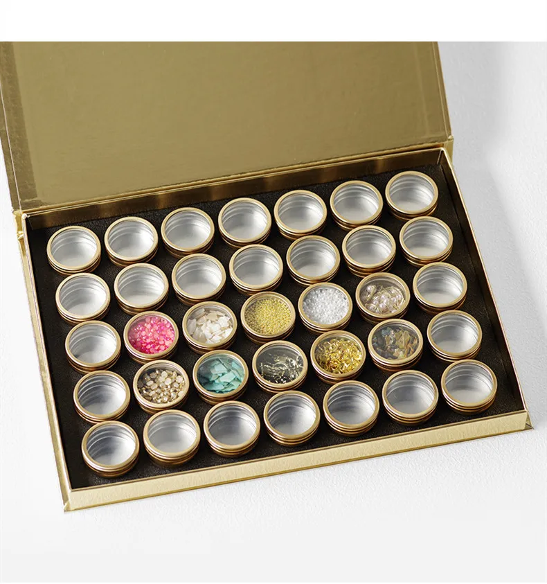 

Cosmetics Jar Multipurpose Organizer Case Storage Organizer Jewelry Makeup Nail Art Storage Box, Silver/gold