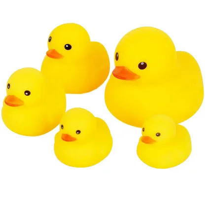 

Wholesale Bulk Lot Baby Bath Water Duck Toy Sounds Tiny Mini Yellow Rubber Ducks with BB whistle