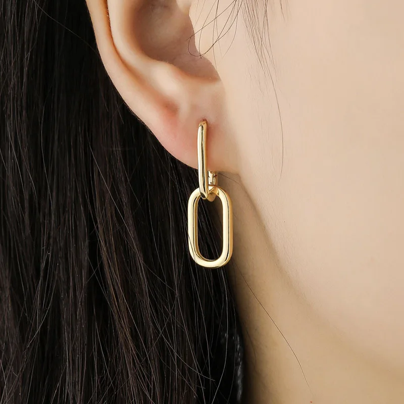 

14K Gold Plated Convertible Link Earrings for Women Hypoallergenic Paperclip Link Chain Drop Dangle Earrings