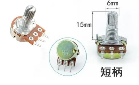 HiLetgo 20pcs WH148 Single-Joint Potentiometer 100K 100K Variable Resistors 15mm Shaft 3Pins 100K Ohm Potentiometer 