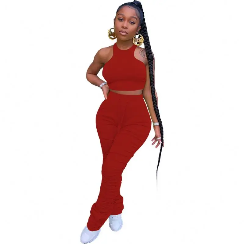 

2021 new arrivals Women Outfit Yoga Stacked pants two piece sets Clothing Women Two Piece Sets