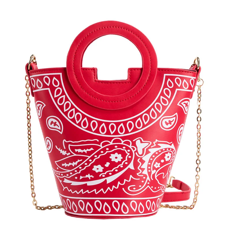 

2021 Cashew Flowers Printing Bandana Bucket Ladies Hand Bags Handbags Women Shoulder Purse