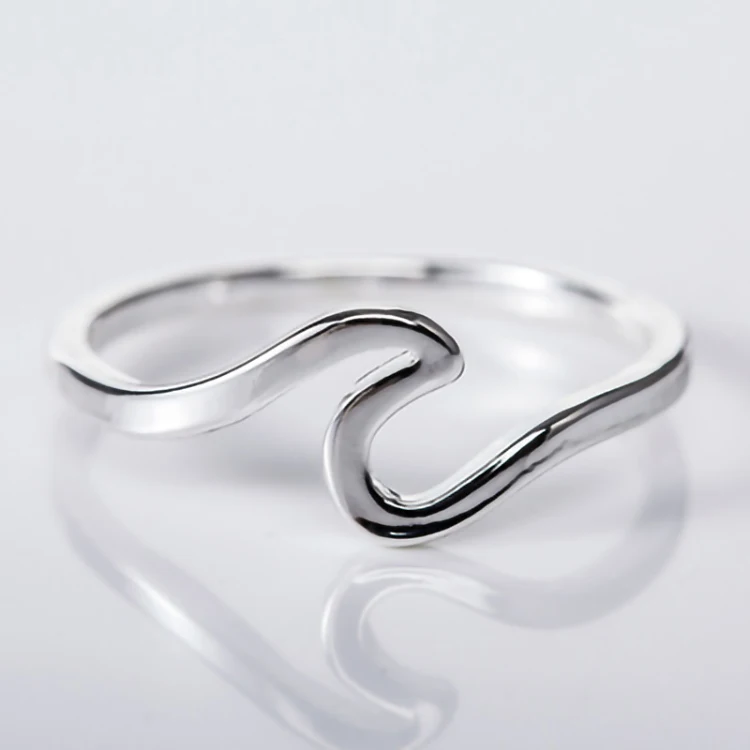 

New Fashion Simple Jewelry Wave Ring Women Ocean Surf Wave Ring Minimalist Rings