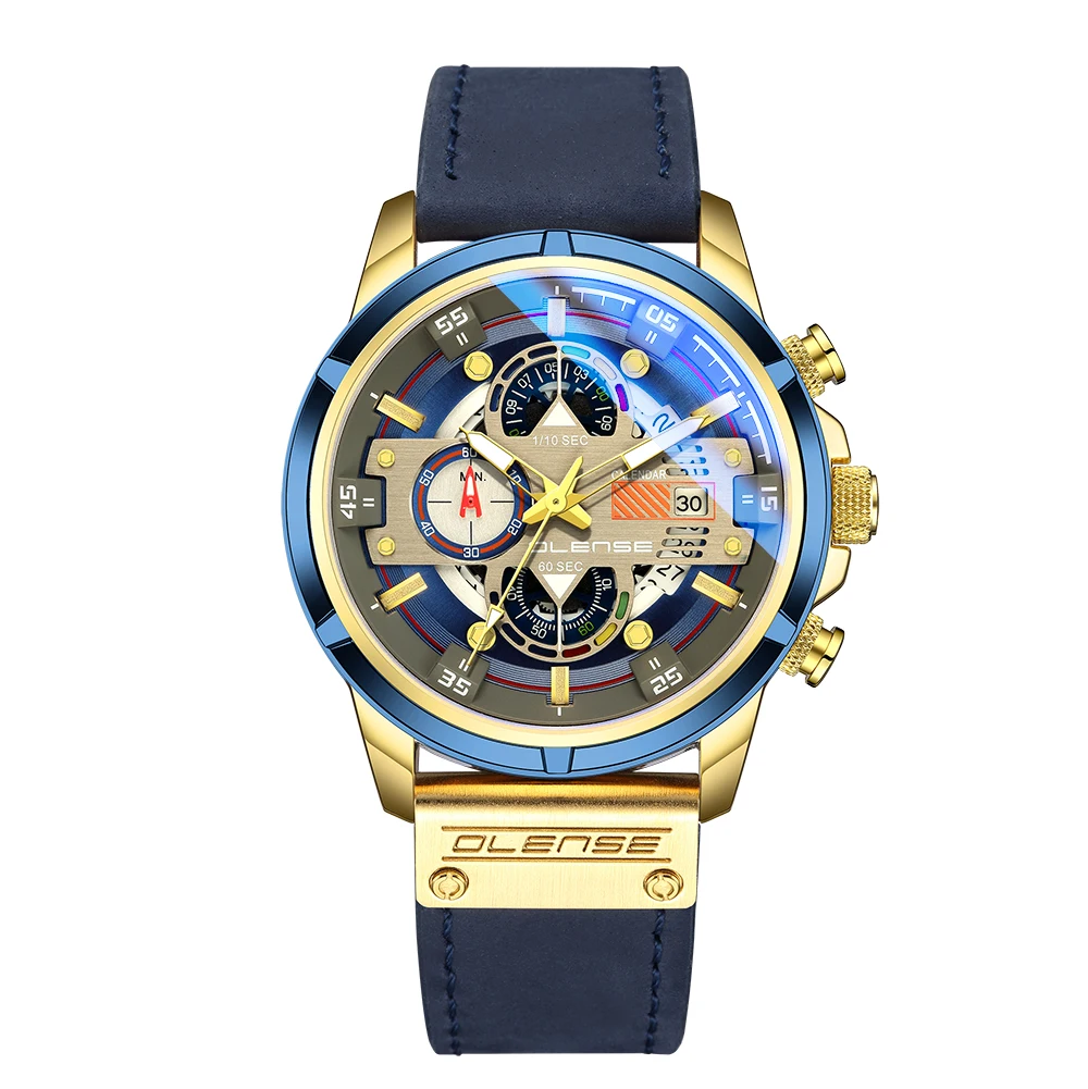 

2022 New Shone Luxury Fashion And Multifunctional Leather Strap Quartz Men's Sports Wrist Watches Orologio Da Uomo, 4 colors