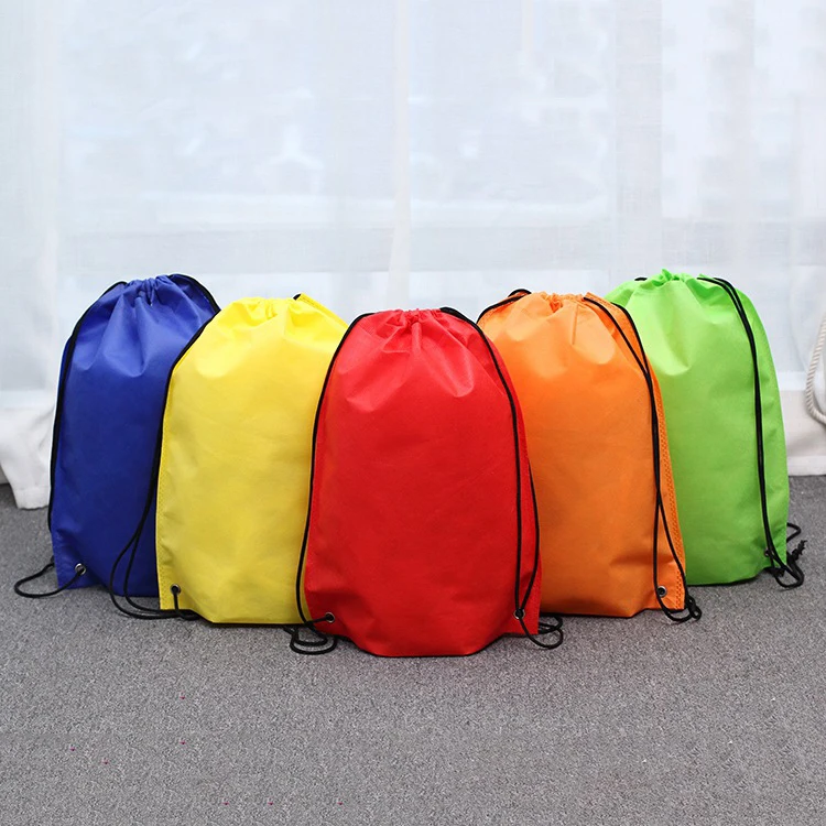 

Wholesale non-woven Draw String Bag Rope Handle Drawstring Backpack Bag storage shoe dust bags, Yellow, green, red, blue,orange