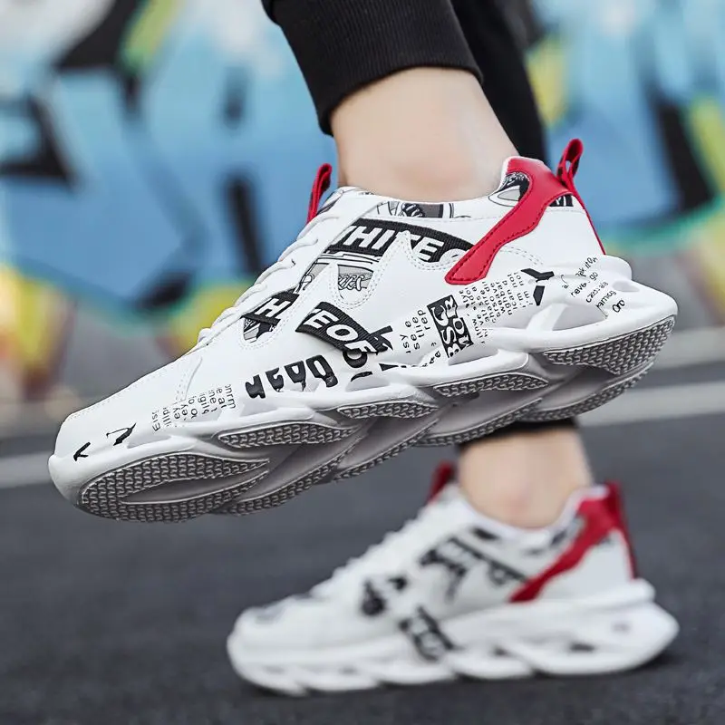 

Factory wholesale Autumn Low Lace-up Sports Shoes Light Breathable Men Running Shoes Trend White Men Shoes Non-slip Sneakers