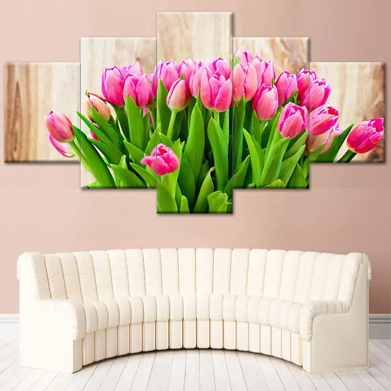 

Art Wall Picture Canvas Print Floral Decor Wallpaper Mural Flower Living Room Decoration Poster Seven 5 Panel Oil Painting