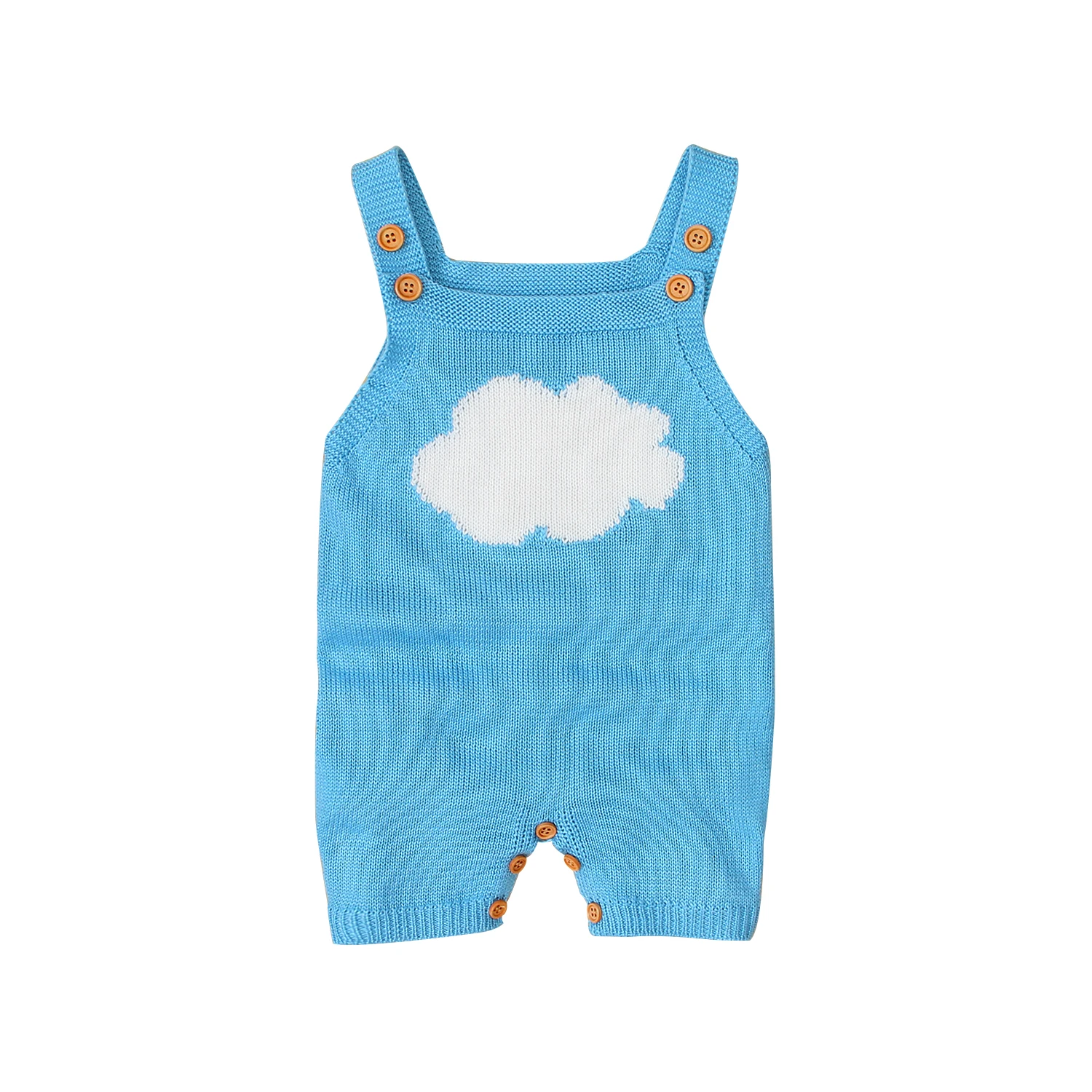 

2021 Private Label Cloud Pattern Blue Sleeveless Knitted Baby Unisex Clothes, Picture shows