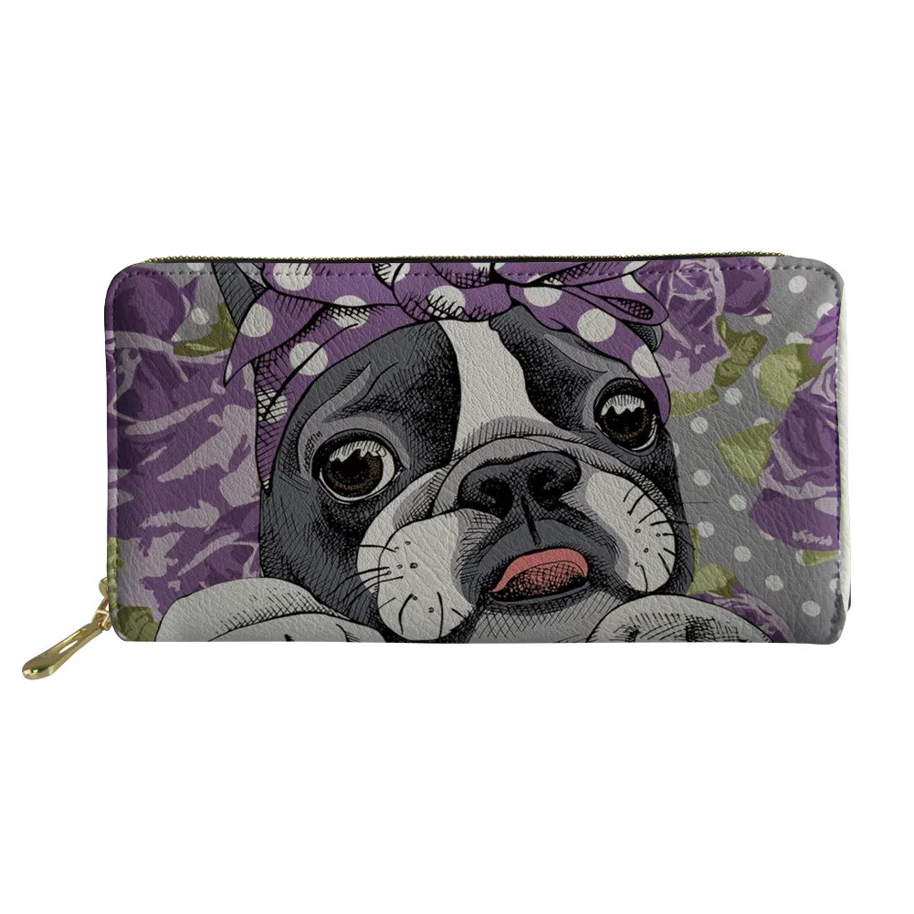 

Vintage Fashion Girl Handle Clutch Purse Wallet cute dog Printed Women Custom Wallet Ladies Pu Long Wallet