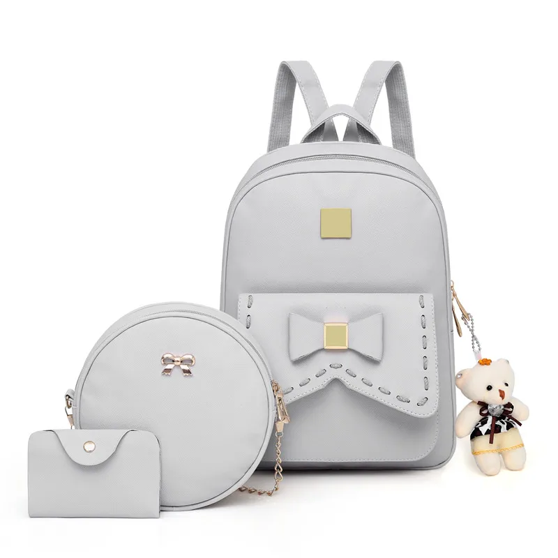 

wholesale PU leather 3 pieces in 1 backpack set fashion students backpack set for girls