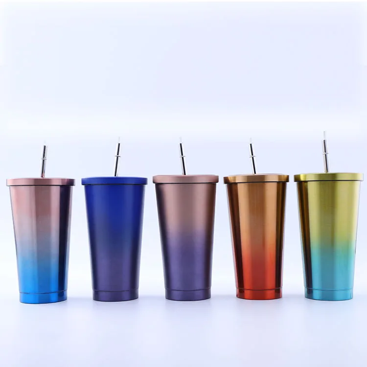 

Metal Coffee Mug Lid Tumbler with Straw Stainless Steel tumblers, Black, white, green and custom color
