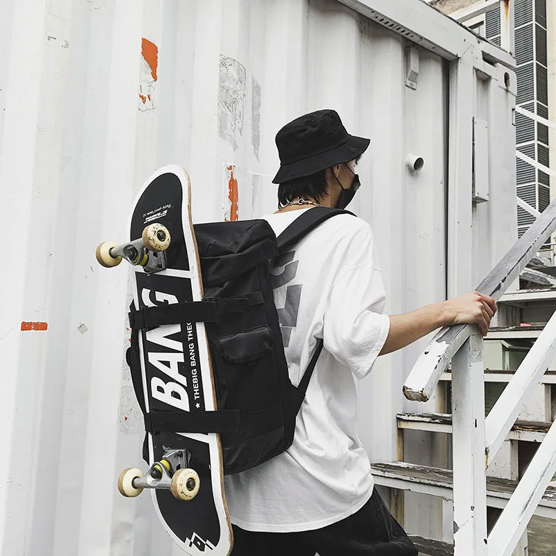

wholesale fashion men skateboard backpack casual skateboard carry bag student school bags for laptop, Black white