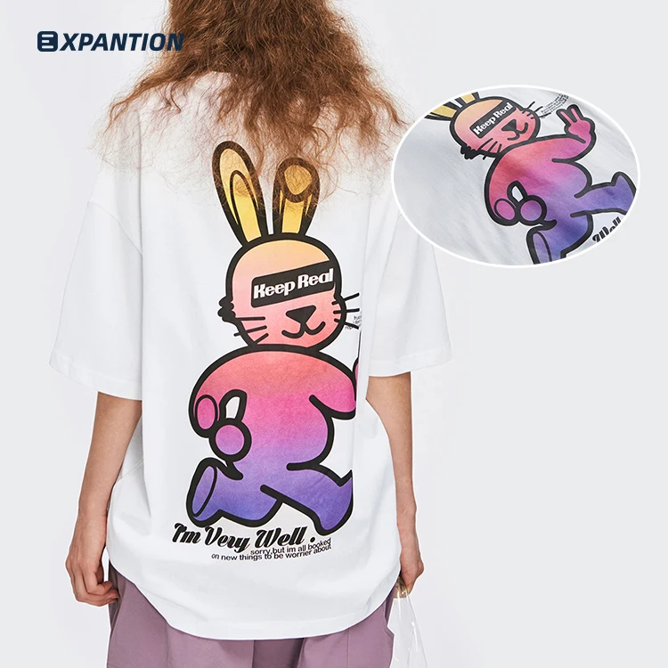 

EXP high quality 100% cotton round neck custom logo printed rabbit printing mens tshirt, 2 colors