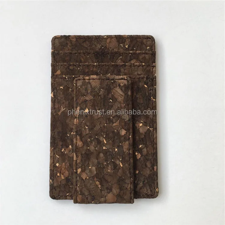 
Strong Magnet Travel Style Slim Card Holder Cork Leather Money Clip Cork Wallet 