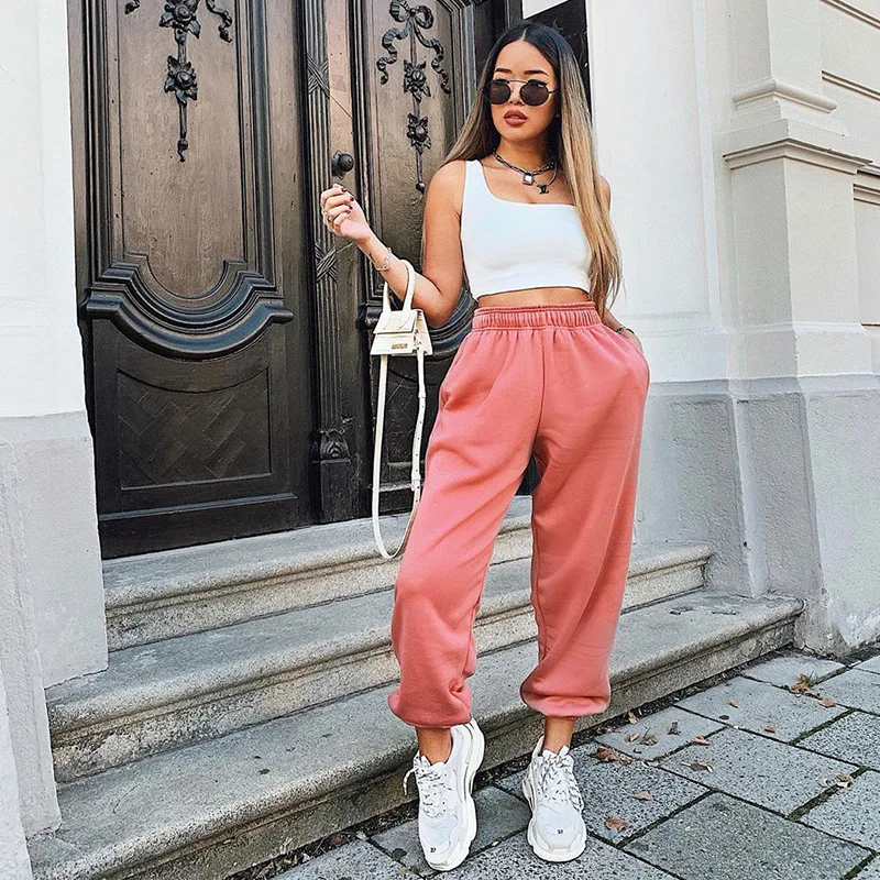 

Free Shipping Korean Style Joggers Women Solid Color Loose Sweatpants Long Pants Streetwear, Customized color