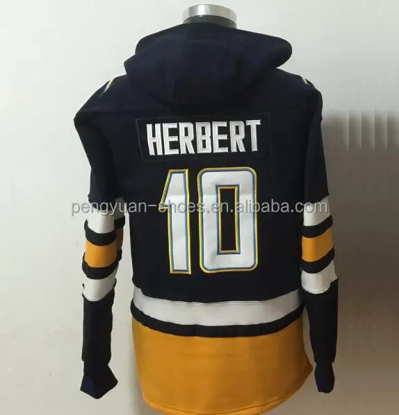 

Custom #10 Justin Herbert #97 Joey Bosa Jersey Embroidered American Football Sweater Winter Warm Hoodie