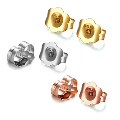 

NINE'S Wholesale 18K Soild Gold Earring Back Plug Stopper Ear Post Butterfly Clips for Earring, Gold/rose gold/white gold