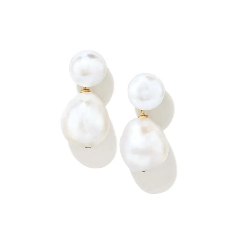 

Gemnel luxury jewelry 925 silver 18k gold bold freshwater pearl drop earrings women stud