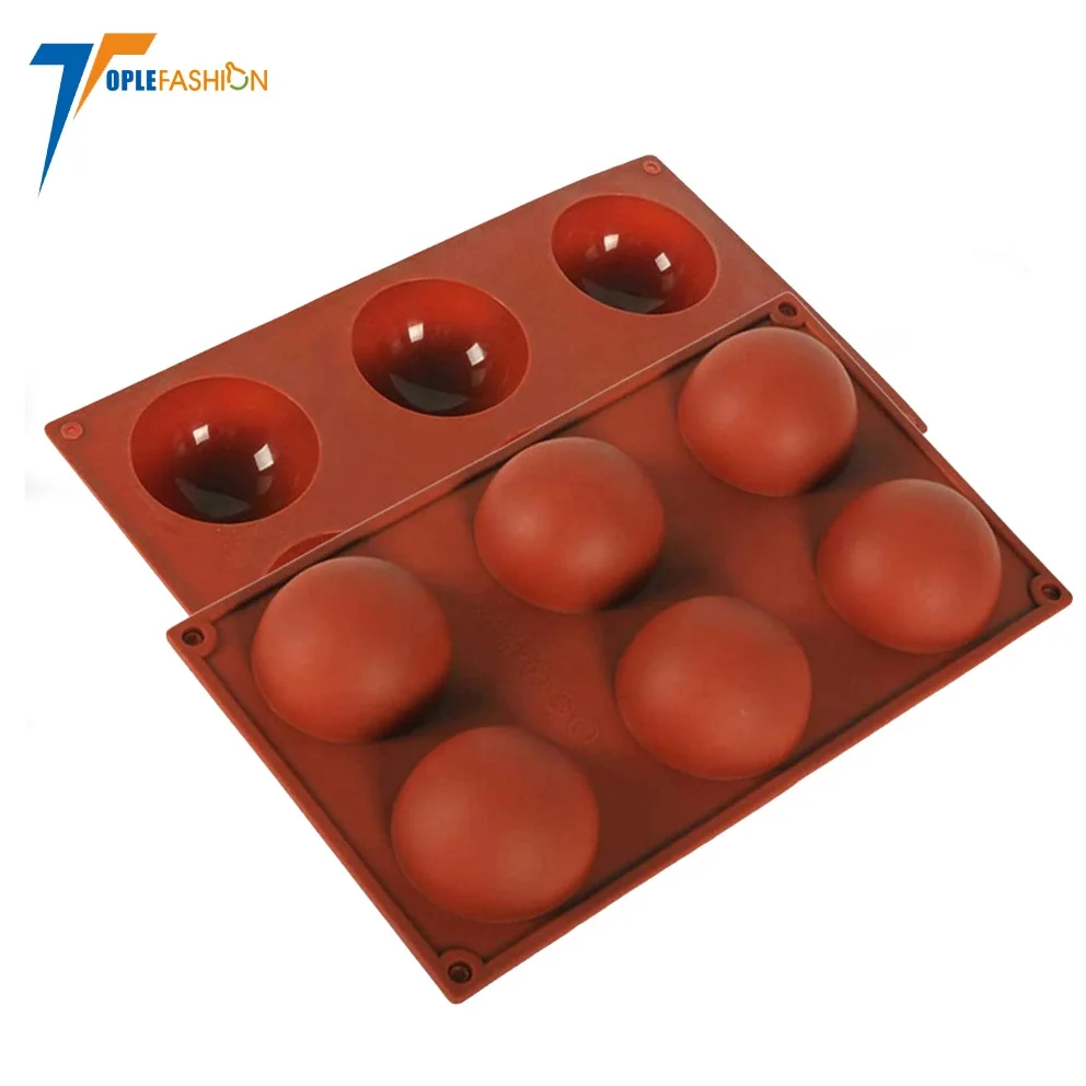 

6 semi hole silicone baking mold Chocolate, Cake, Jelly, Pudding, Handmade Soap, Dome Mousse, Round Shape Half Sphere, Customized color