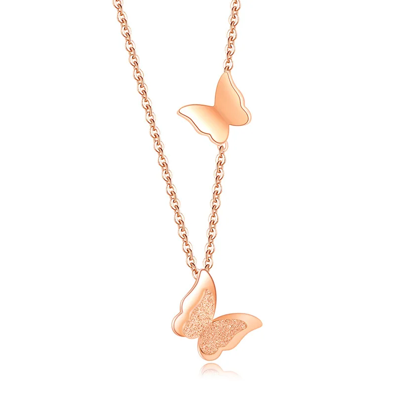 

trendy gold plated stainless steel butterfly necklaces womencustom stainless steel jewelry oem