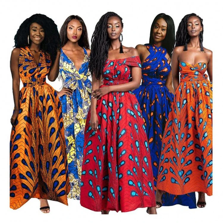 

african dresses printing casual summer boho womens sleeveless sexy for woman flowy maxi new fashion clothing prom dresses, Yellow/blue/green/red/white/orange/dark orange