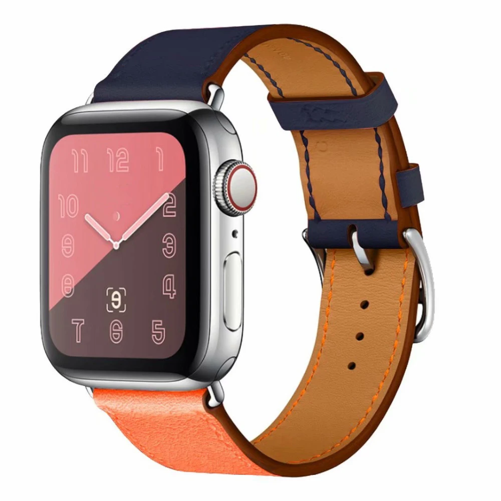 

ShanHai Leather strap for Apple watch 5 band 44mm 40mm for iWatch 4 3 band 38mm 42mm Genuine Leather Single Tour Bracelet, Multi-color optional or customized