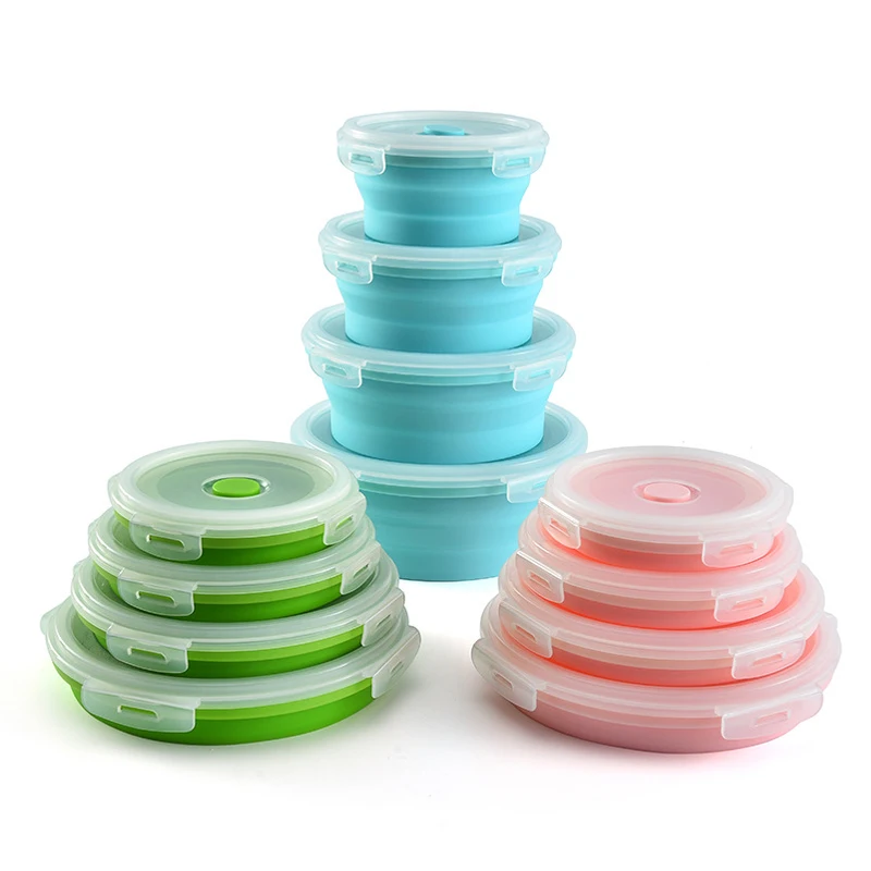 

Collapsible Containers Silicone Folding Food Storage Kitchen Silicone Lunch Box
