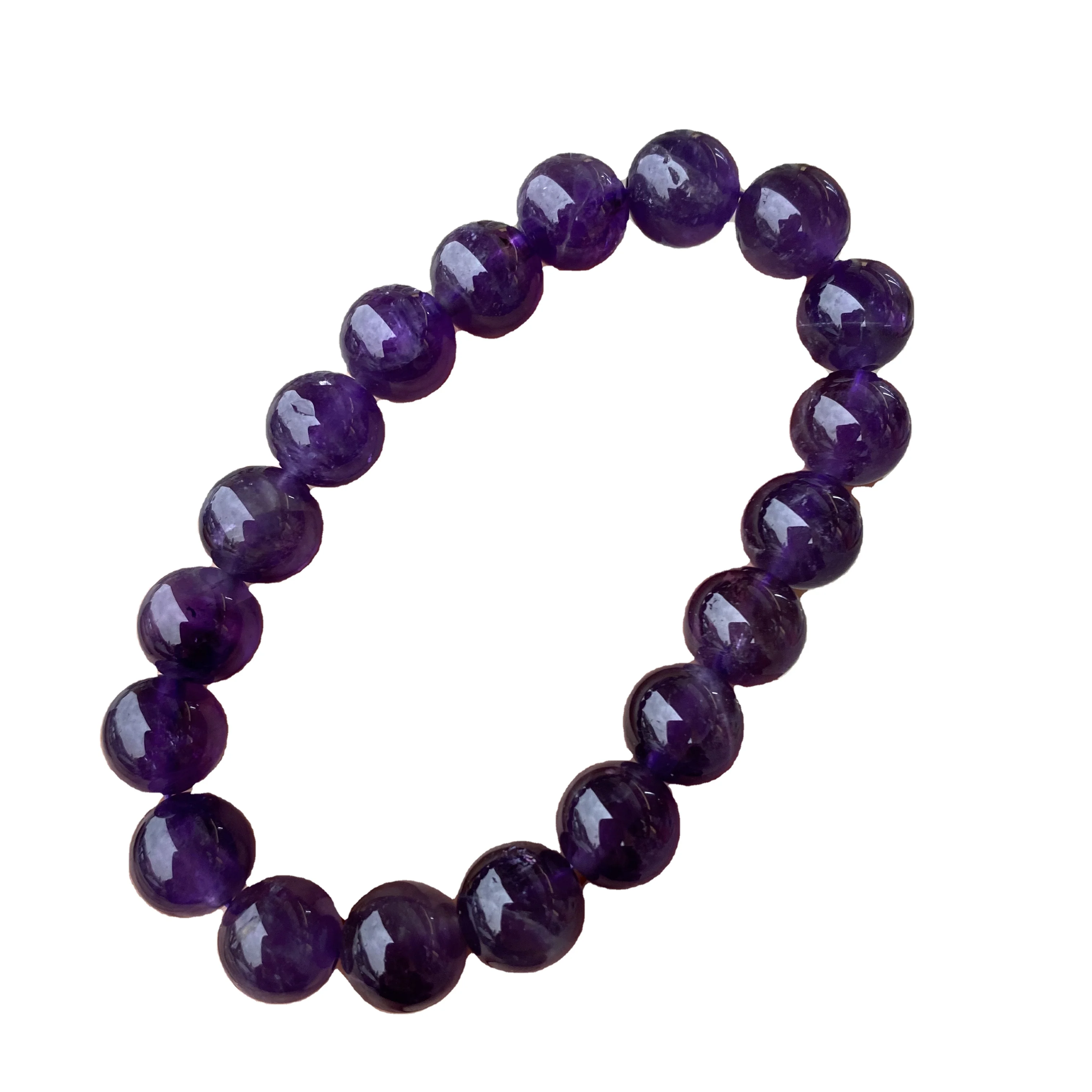 

Handmade Semi-Precious Natural Spirit Inspiration Quartz Elastic Bracelet 6/8/10/12mm Purple Amethyst Bracelet for Meditation