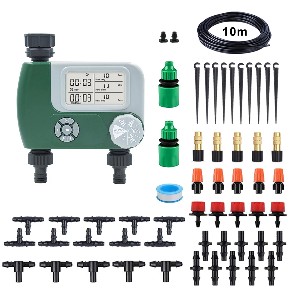 

Wholesales 10M drip smart pipe watering control garden battery plastic timer irrigation system, Green