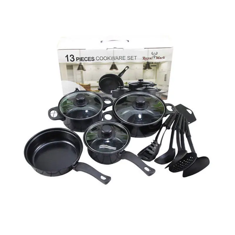 

Foreign trade hot sale 13-piece pan frying pan soup pot kitchen cookware set, Customized color