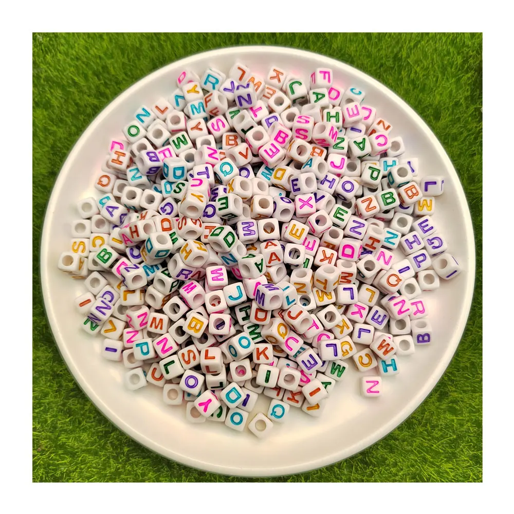 500g/Lot Mixed Acrylic Letter Beads Alphabet Digital Cube Loose Spacer Beads for Jewelry Making Diy Bracelet 6mm