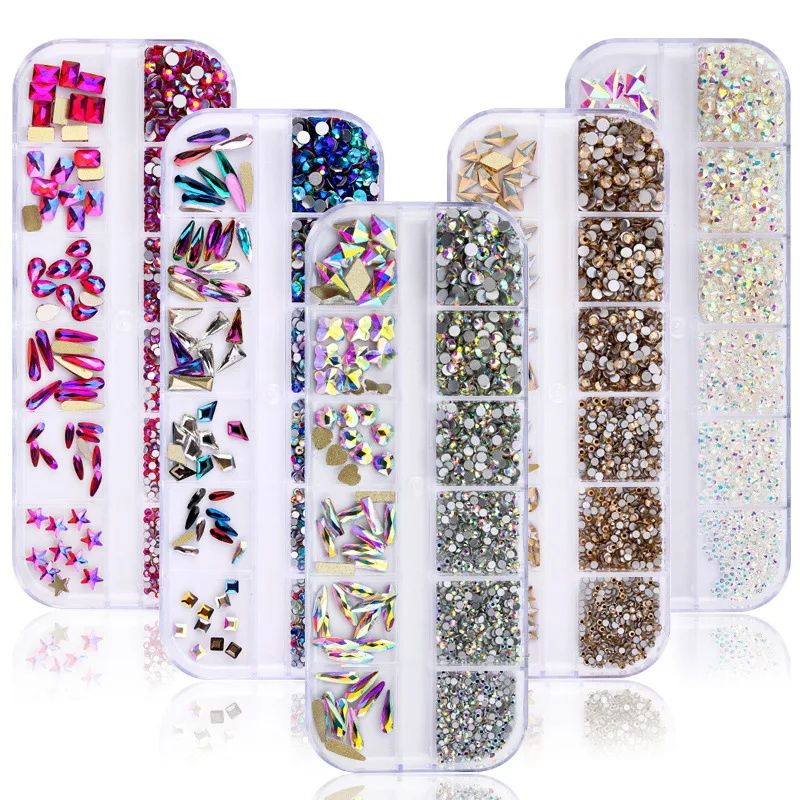 

Crystal Glass Stones Ss3-ss10 Multi Small Sizes Nail Art Flat Back Rhinestone For Nails 3d Nail Art