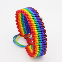 

Large Soft Woven Rainbow Gay Pride Bracelet 2019 Rainbow Hollow Mexican Woven Bracelet