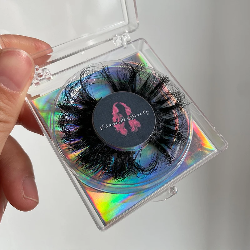 

Wholesale 3d full strip lashes customized faux mink eyelashes packaging 25mm fluffy mink eyelash vendor, Natural black