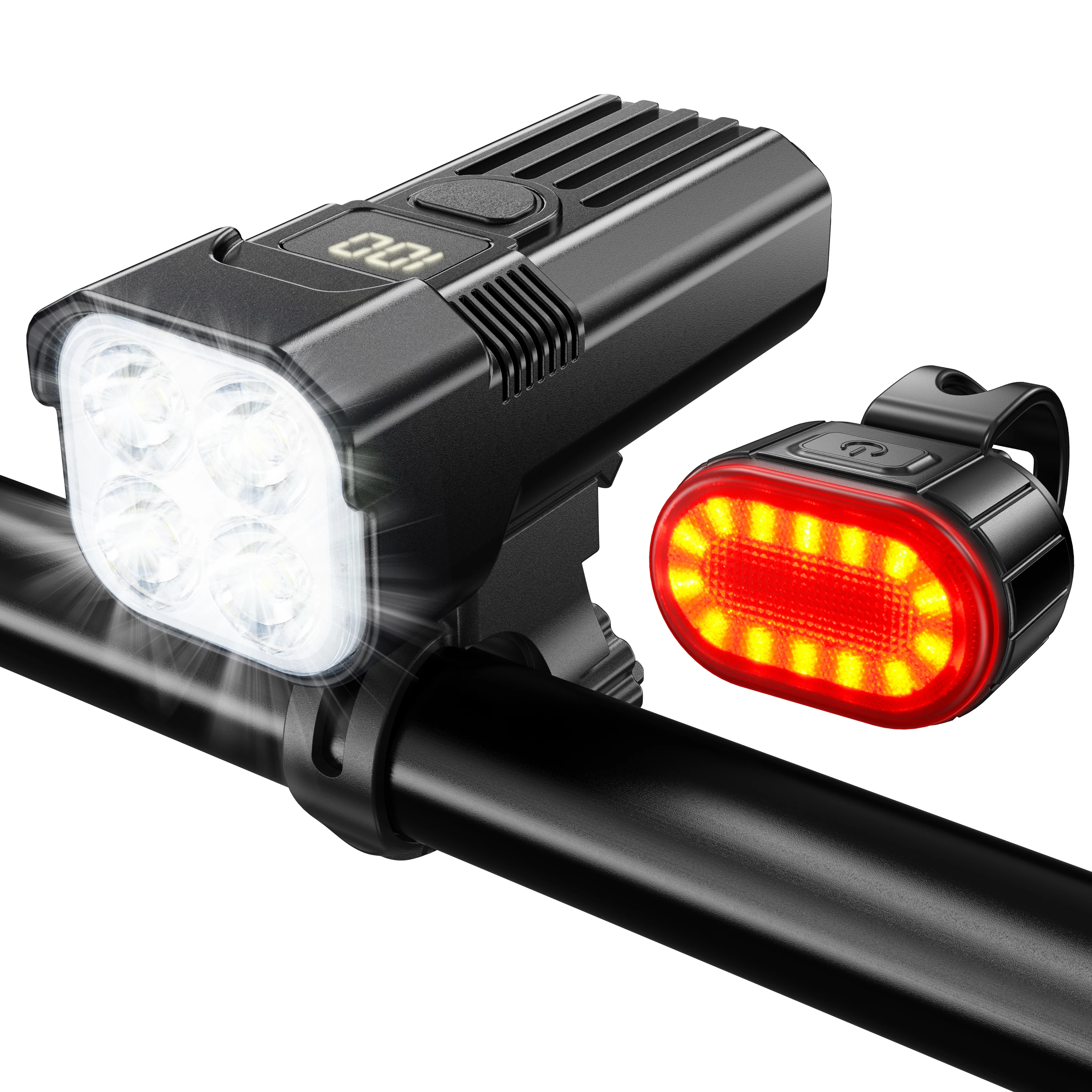 

New bicycle lights bicycle front and rear lights LED rechargeable bicycle lights